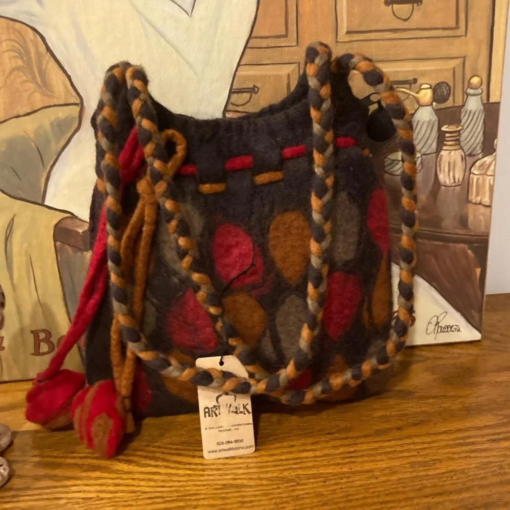 Rising Tide Felted Wool Shoulder Bag Handmade  - Multicolored - NWT